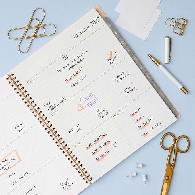 Blue Sky 2027 Weekly & Monthly Planner, 8.5"x11", Enterprise Blush Pink | January 2027 - December 2027, Flexible Cover, Durable Twin Wire Binding, Laminated Tabs, Storage Pocket