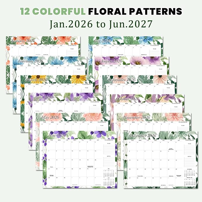 Desk Calendar 2026-2027 - Large 22x17 Monthly Calendar, 18 Month Desk Top Calendars (Jan 2026–Jun 2027) Teacher & Office Desk Calendars Organizer (white, 22 * 17)