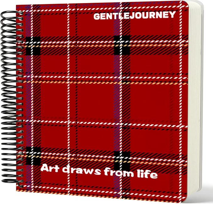 Hardcover Sketchbook,7.2"x8.3"Spiral Bound Drawing Pad,Red Grid | 150gsm(92lb)Acid-Free Thick Paper,Blank Art Journal for Adults,Artists&Beginners,Ideal for Sketching,Doodling and Mixed Media
