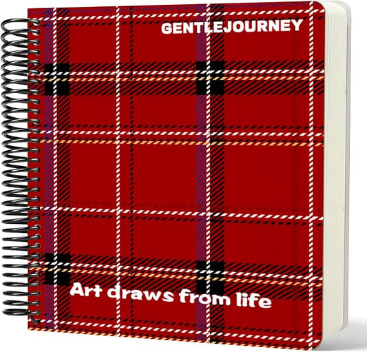 Hardcover Sketchbook,7.2"x8.3"Spiral Bound Drawing Pad,Red Grid | 150gsm(92lb)Acid-Free Thick Paper,Blank Art Journal for Adults,Artists&Beginners,Ideal for Sketching,Doodling and Mixed Media
