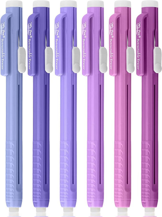 Mr. Pen- Retractable Mechanical Eraser Pens, 6 Pack, Twilight Colors | Latex-Free Precision Pencil Erasers for Artists, Students, Drawing, Sketching & Drafting