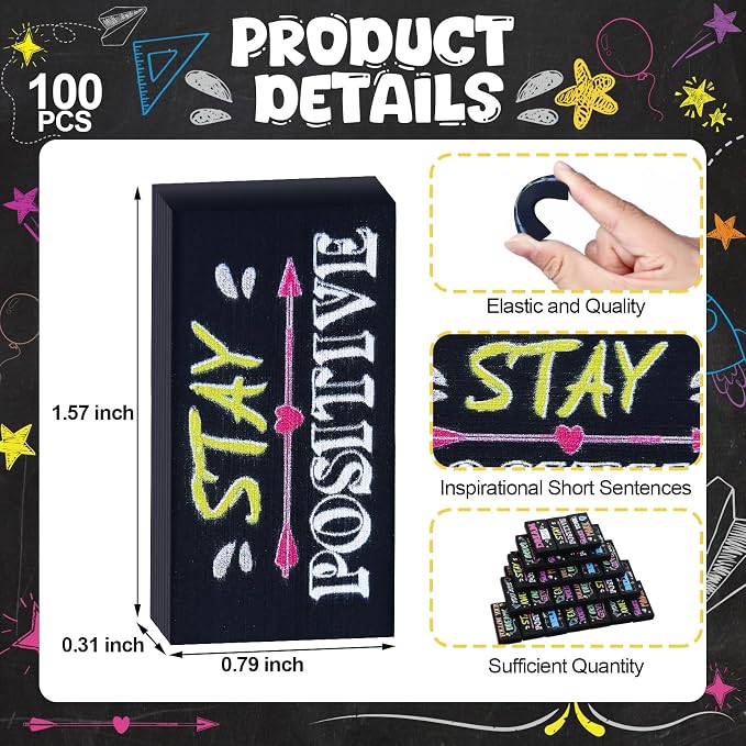 Dunzoom 100 Pcs Back to School Inspirational Pencil Erasers Bulk for Kids Fun Motivational Eraser School Office Supplies for Students Classroom Office Teacher Artists(Colorful Chalkboard)
