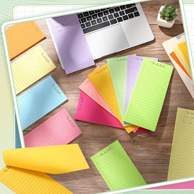 Censen 10 Pack 500 Sheets to Do List Notes Daily Checklist Notepad with 50 Sheets Undated Memo Pad Color Block Shopping List Weekly Plan Notepad Organizer Planners(Bright Color,Lined)