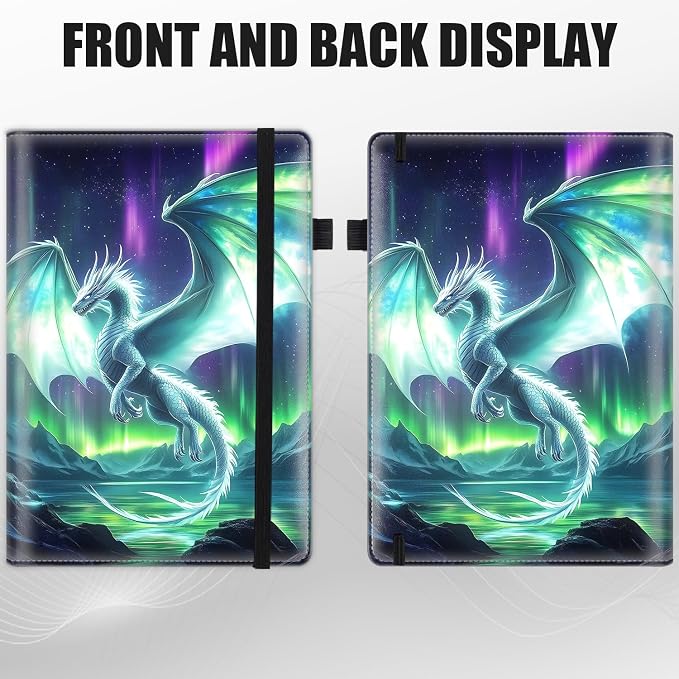 Hardcover Executive Notebooks, A5 PU Leather Lined Journal Notebook, 200 Pages Thick Paper Subject Notebooks for School,Work,Home Writing Business Notebook, Diary Book, Dragon and Aurora