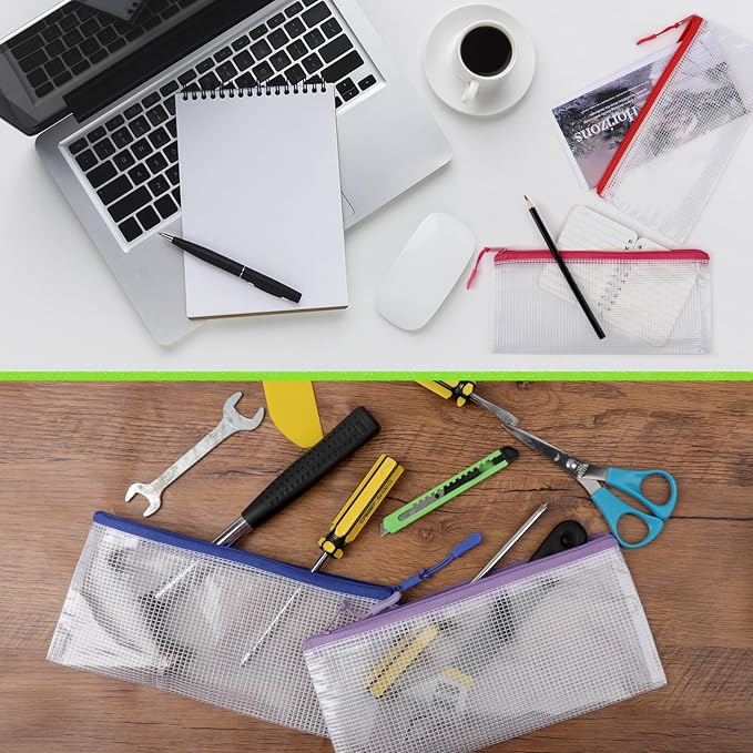 YOPCDJ 24 Pack Mesh Zipper Pouch Bags, Small, Clear Pencil Pouch Bulk, Pencil Bags with Zipper for Travel Storage