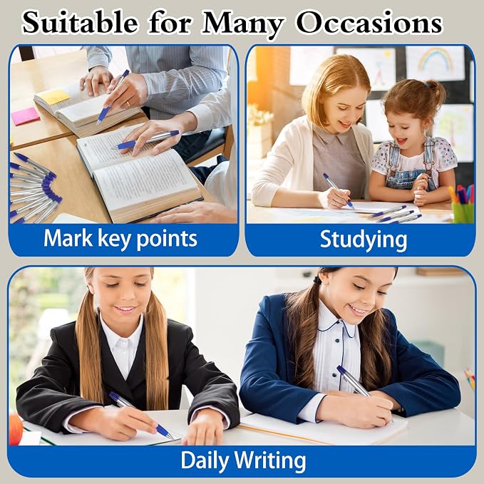 Colarr 30 Pcs Highlighter with Ballpoint Pen Combo Chisel Tips Pen Highlighter Combo for Student Office Writing Coloring Underlining Highlighting(Blue)