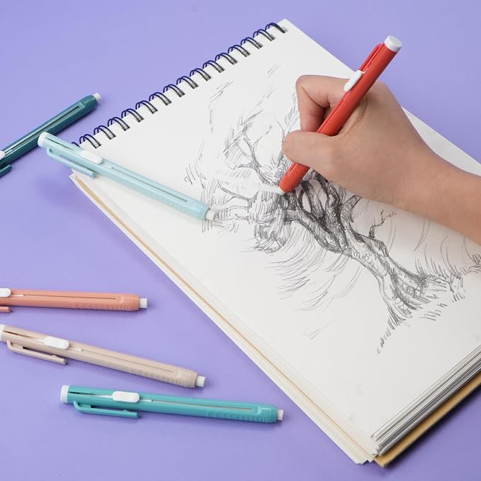Mr. Pen- Retractable Mechanical Eraser Pens, 6 Pack, Coral Colors | Latex-Free Precision Pencil Erasers for Artists, Students, Drawing, Sketching & Drafting