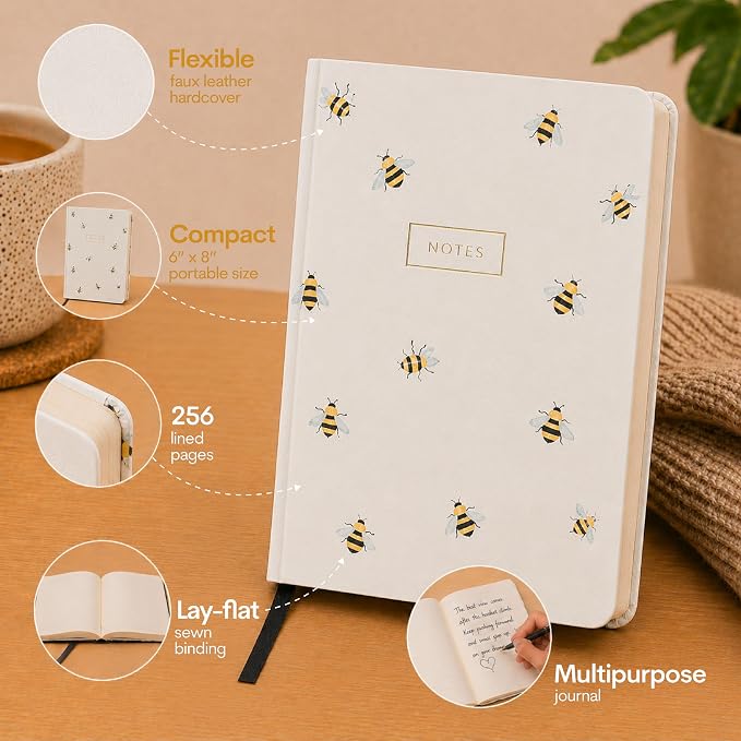 WORLD TRAVELER Eccolo A5 Hardbound Journal Notebook 256 Ivory Lined Pages | Sturdy Flexible Hardcover, 80GSM Acid-Free Ivory Pages, Smyth-Sewn Lay-Flat Binding, Ribbon Bookmark