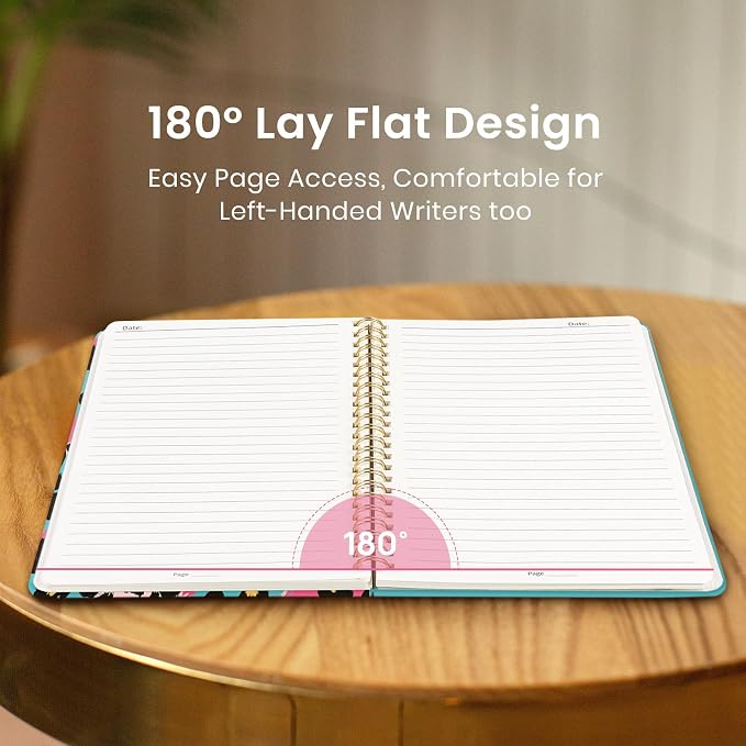 Taja Pretty Journal for Women, A5 Spiral Notebook, Hardcover College Ruled Journal, Notebook for Work, Journaling, Note Taking, 140 Pages, Neon Leopard