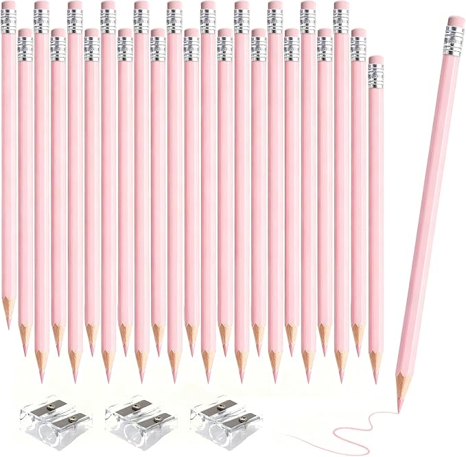 36 PCS Macaron Pink Colored Pencils with Eraser Pre Sharpened Pencil 2 HB - Ideal for Checking, Grading, Tests & Office/School Supplies