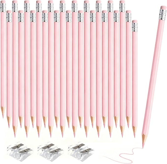 36 PCS Macaron Pink Colored Pencils with Eraser Pre Sharpened Pencil 2 HB - Ideal for Checking, Grading, Tests & Office/School Supplies