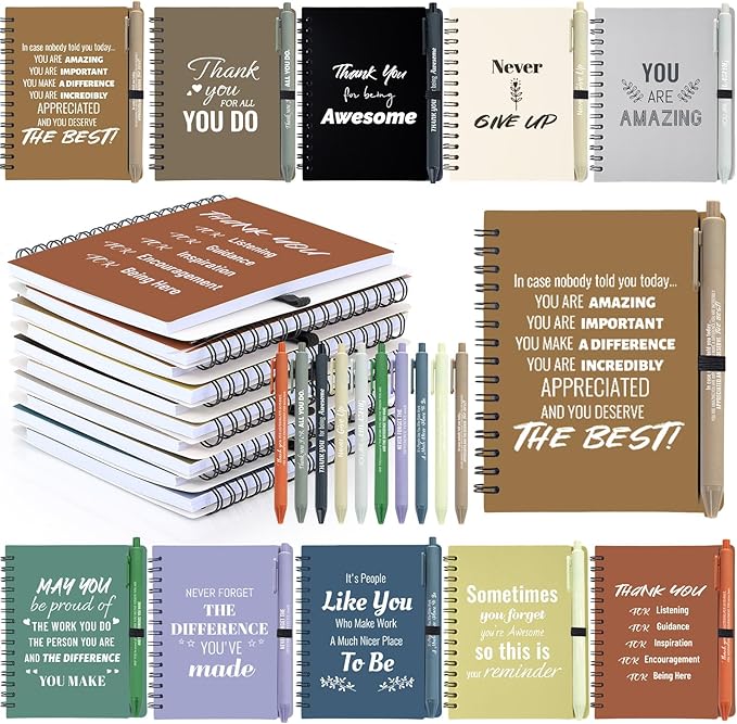 30 Sets/60 Pcs Employee Appreciation Gifts Bulk – Inspirational Notebooks with Motivational Pens, Small Notepads for Coworkers, Office Staff, Team, Volunteer, Nurse, Teachers, Housekeeping (Boho)