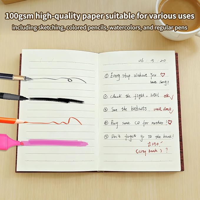 Mlife A6 Small Notebook,Lined Pocket Notebook Hardcover,Journaling Notebooks,192 Pages,100 GSM paper,3.74''* 5.5'',Mini Journal for Women and Man