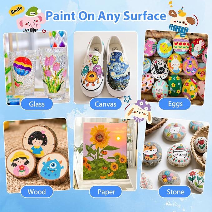 Acrylic Paint Markers Brush Tip 72 Colors, Soft Brush Tip Acrylic Paint Pens with Automatic Ink Control, Water-Based No-Bleed Paint Markers for Rock Painting Fabric Wood Ceramic Metal DIY Crafts
