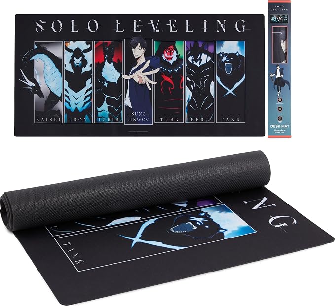 Solo Leveling Large Gaming Mouse Pad 31"x15" XL Computer Desk Mat, Anime | Oversized 31x15in Solo Leveling anime gaming mouse pad, smooth fabric top, stitched edges, non-slip rubber base.