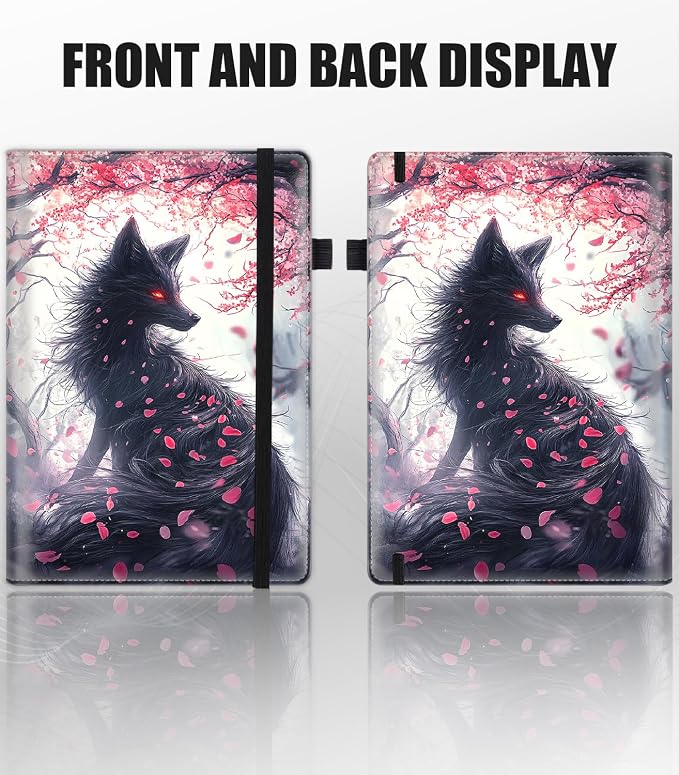 Hardcover Executive Notebooks, A5 PU Leather Lined Journal Notebook, 200 Pages Thick Paper Subject Notebooks for School,Work,Home Writing Business Notebook, Diary Book ，Kitsune Fox