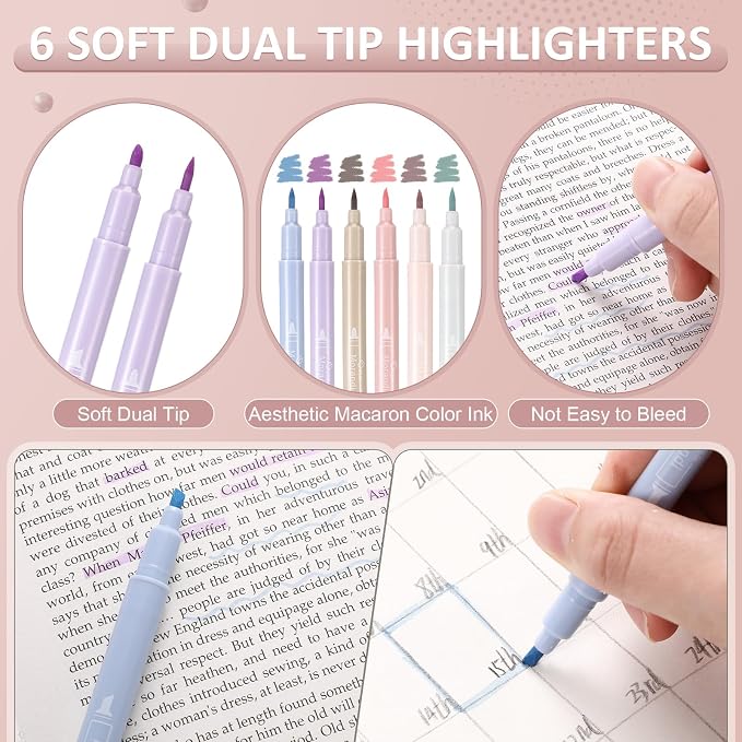 38 Pcs Aesthetic Office Supplies with Pen Case Sticky Notes Gel Pens Highlighters Correction Tapes Stationery Kit for Office Work Coworkers(Macaron Color,Elegant)