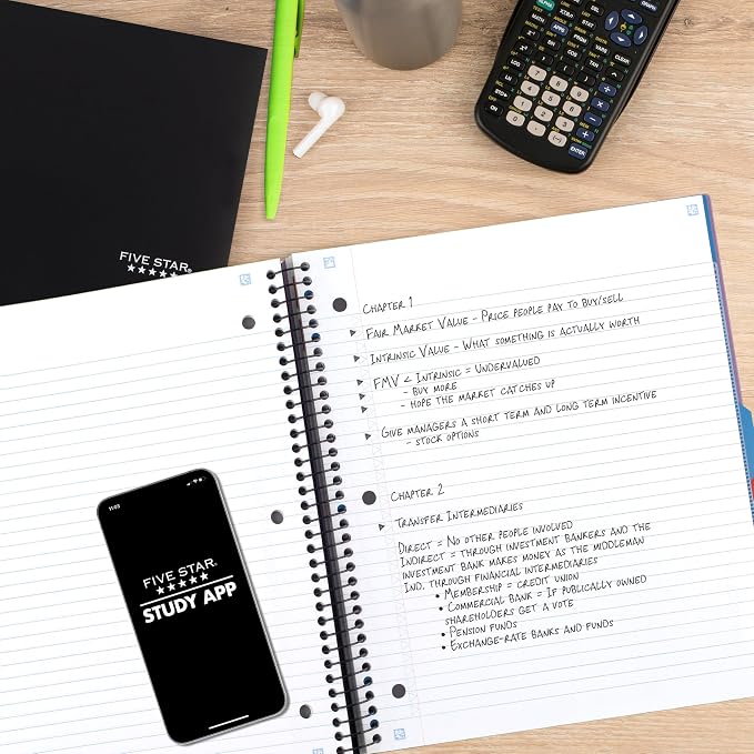 Five Star Advance Spiral Notebook + Study App, 3 Subject, College Ruled Paper, 8-1/2" x 11", 150 Sheets, Spiral Guard, Movable Tabbed Dividers, Amethyst Purple (820060G)