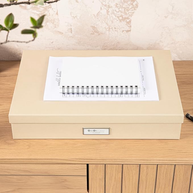 Bigso Sverker Legal/Art Storage Box - 3.3in x 17.1in x 12.2in - Fawn