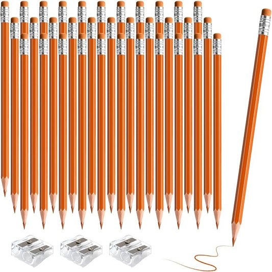 36 PCS Orange Pencils with Eraser, Pre-Sharpened HB Spring & Easter Pencils for Kids, School Supplies for Writing, Drawing & Easter Art Crafts (Orange)