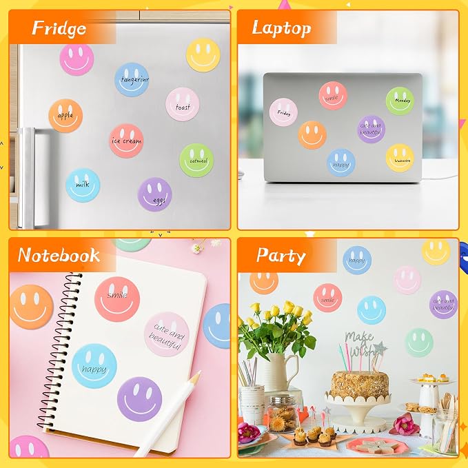 AgincBerry Smile Face Sticky Notes - 30PCS Back to School Colorful Preppy Self-Stick Notes Mini Smile Face Memo Pads Creative Shaped Notepad Writing Sticky Note for Office Home Gift Tab Supplies