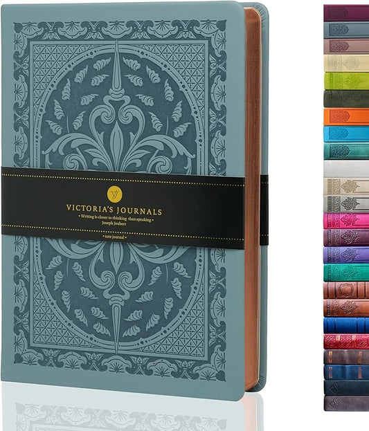 VICTORIA'S JOURNALS Vintage Journal Faux Leather Gilded Edge Hardcover | Retro Embossed Cover, Fountain Pen Friendly Paper, Premium Vegan Leather Notebook, Gilded Edges, Great for Gifting