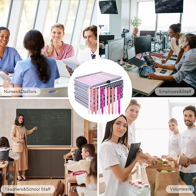 50 Sets/100 Pcs Employee Appreciation Gifts Bulk – Inspirational Notebooks with Motivational Pens, Small Notepads for Coworkers, Office Staff, Team, Volunteer, Nurse, Teachers, Housekeeping (Pink)