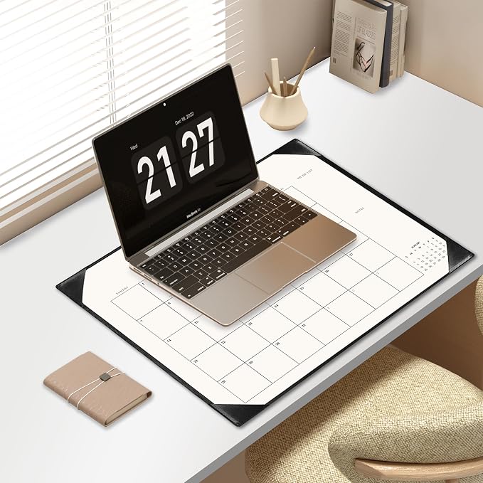 Large Desk Calendar 2026-2027 with Desk Mat, Desktop Calendar 18 Monthly Runs from January 2026 to June 2027, Desk Pad Calendar 22 x 17 Inch Perfect for Planning, Organizing, and Scheduling Your Life (Black)