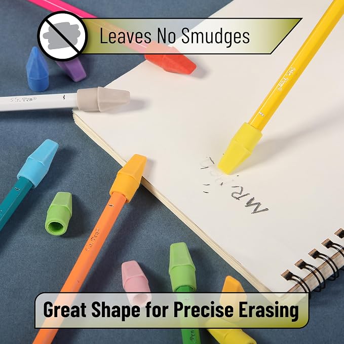 Mr. Pen- Pencil Erasers Toppers, 120 Pack, Colorful, Latex Free, No Smudge | Mr Pen Erasers for Pencils, Pencil Top Erasers, Eraser Caps, Eraser Tops