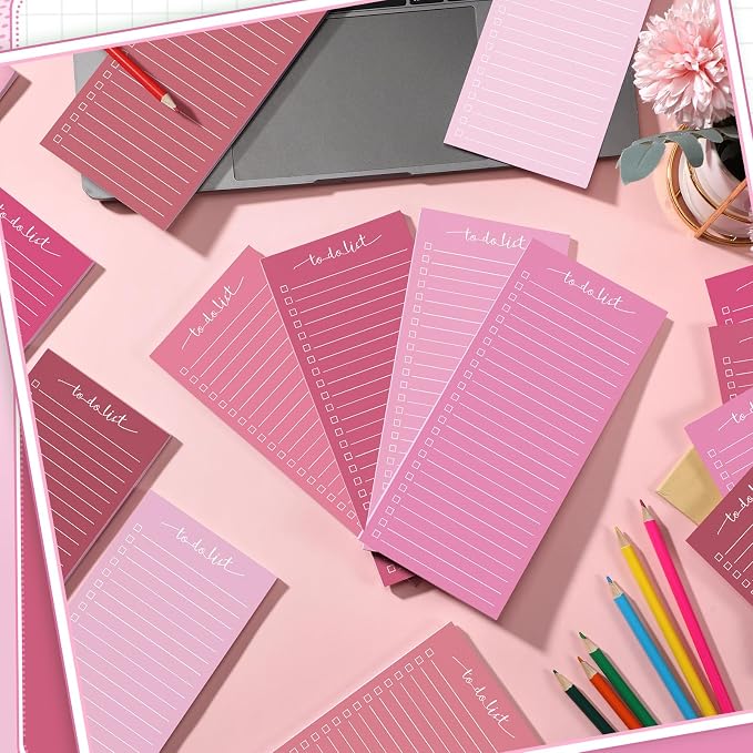 Censen 10 Pack 500 Sheets to Do List Notes Daily Checklist Notepad with 50 Sheets Undated Memo Pad Color Block Shopping List Weekly Plan Notepad Organizer Planners(Gradient Pink,Lined)