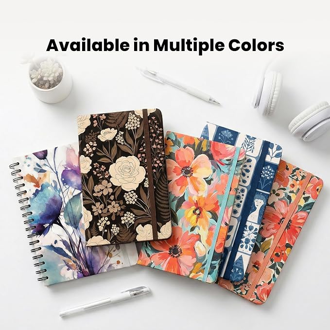 Nextnoid A5 Lined Spiral Notebook - 170 Pages, College Ruled, Pastel Bloom | Hardcover Notebook for Everyday Writing, A5 Size (5.8" x 8.3") Journal for Work and School, Daily Journaling and Notetaking