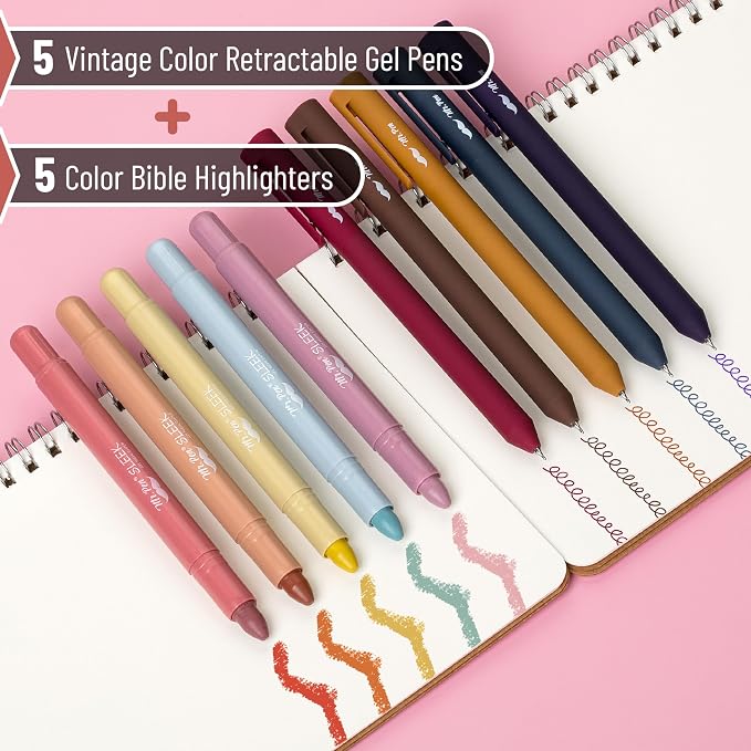 Mr. Pen- Bible Highlighters and Pens, 10 Pack | Colorful Mr. Pen Bible Highlighters No Bleed, Aesthetic Pens