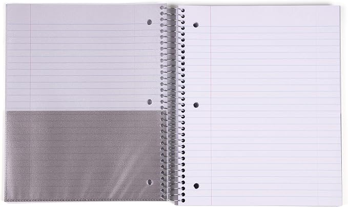 Mintra Office Durable Spiral Notebooks, 5 Subject (Salmon, Wide Ruled 1pk)