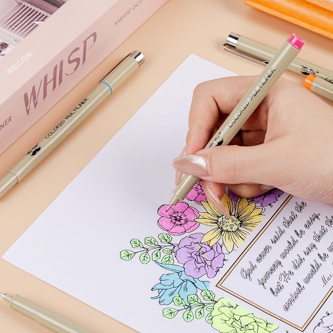 Mr. Pen- 0.45mm Micro Fine Point Pens, 8 Pack, Colorful Ink, Waterproof | Acid-Free, No-Smear Quick-Dry Fineliner Pens for Drawing, Sketching, Bible Journaling, Outlines & Everyday Writing
