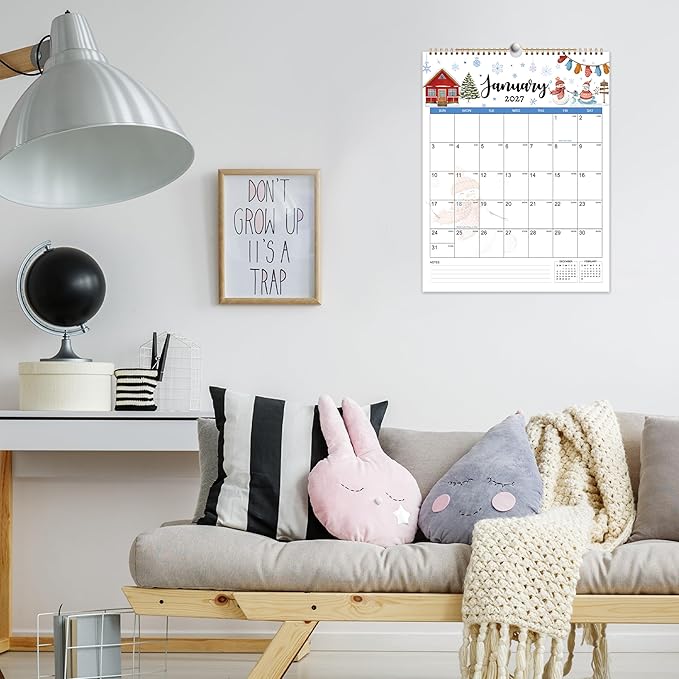 Calendar 2026-2027 - Wall Calendar 2026-2027, July 2026 - December 2027, 11.49'' x 14.56'', Vertical Wall Calendars with Julian Dates, Hanging Hole, Thick Paper