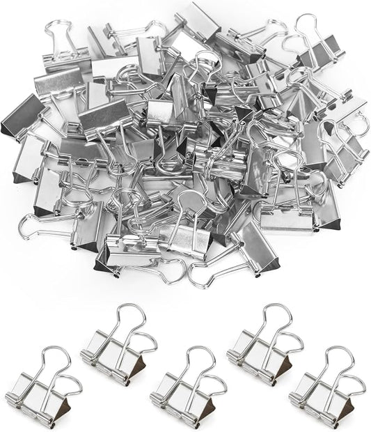 Binder Clips, 50 Pack, 0.75 in Small Paper Clips for Office, （Silver）