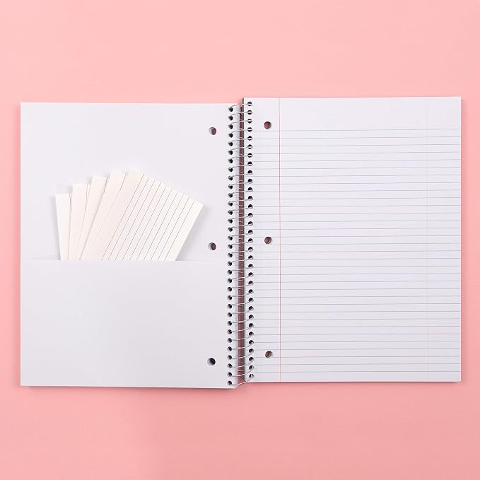 Yoobi College Ruled 8 x 10.5” Spiral Notebook Set – Bulk 3-Pack of 3 Subject Notebooks, Blue, Mint Green & Blush Pink – Gift Idea – 150 Perforated, 3-Hole Punched Sheets