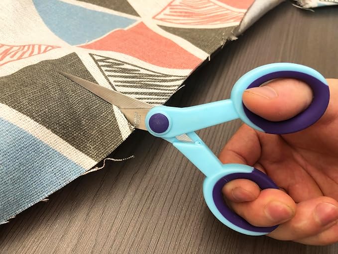 5 Inch Detail Scissors, Embroidery Scissor with Stainless Steel Blade, Soft Comfort-Grip, Straight Fine Tips Small Sewing Scissors Set, Precision Paper Cutting, 3 Pack, Blue