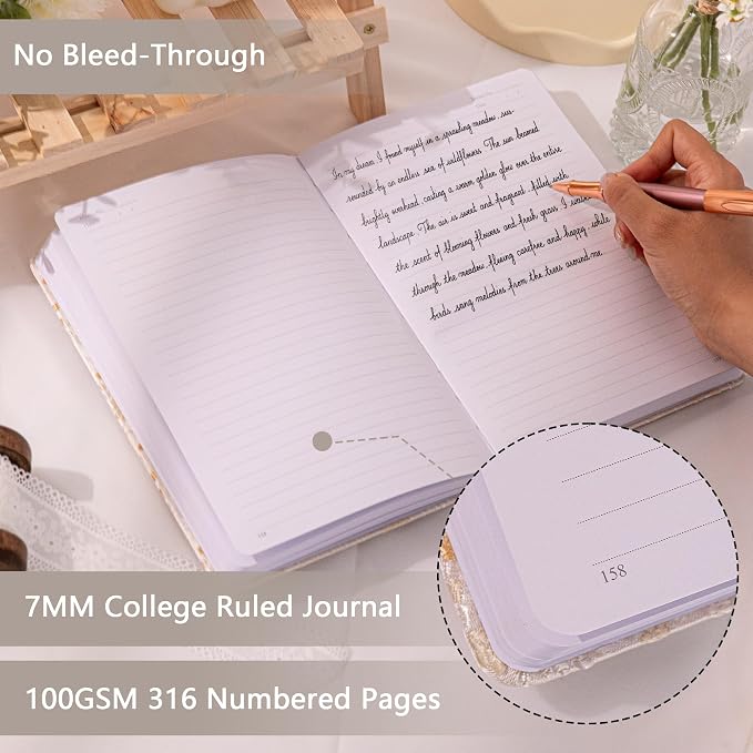 TIEFOSSI Lined Journal Notebook for Women Men, A5 Journals for Writing | 100gsm 316 College Ruled Pages Diary, Thick Paper, Perfect for Office & Home School Supplies, 8.4 X 5.8 In
