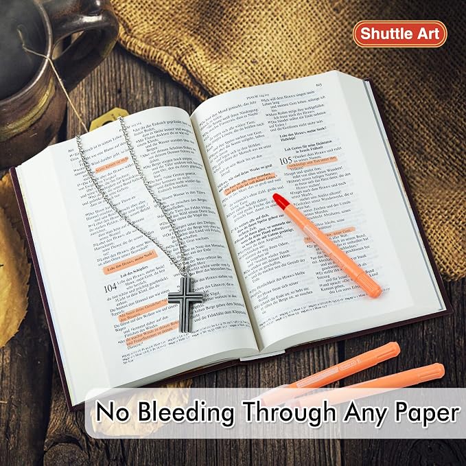 Shuttle Art 5 Pack Orange Gel Highlighters,Bible Highlighters,No Bleed Through, Bible Journaling Supplies,Great for Journaling, Highlighting and Studying