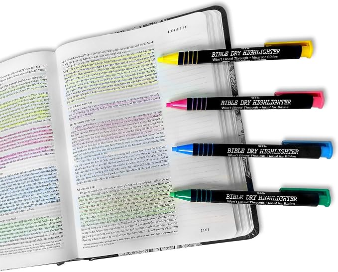 G.T. Luscombe Company, Inc. Bible Dry Highlighting Kit | No Bleed Eco-Friendly Refillable Dry Highlighters | No Sharpening | No Smearing or Fading | Yellow, Blue, Pink, Green (Set of 4)