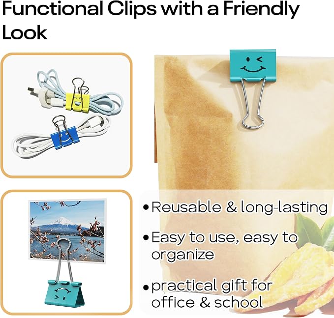 Optomni Binder Clips, 62 Pack, Assorted Sizes – Small, Medium & Large, Colorful Metal Paper Clips for Office, School, Documents, Files & Organizing