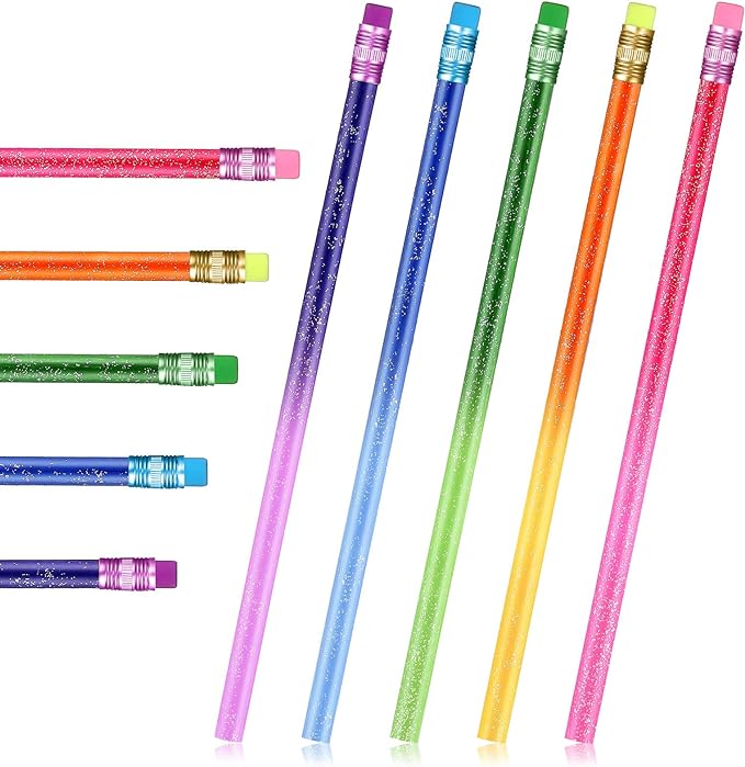 Zonon 30 Pieces Color Changing Mood Pencil Glitter Pencil with Eraser Wooden Activated Color Changing Back to School Gift Thermochromic for Students Kids Prizes Birthday Party Favors