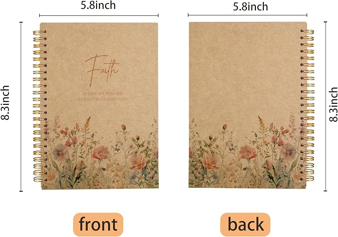 Faith Can Move Mountains Christian Notebook Journal - Inspirational Christian Gifts for Women, Bible Journal Notebooks for Note Taking, Bible Journaling Notebook, Spiral Notebook 5.5x8.3 Kraft Paper