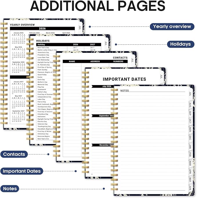 Planner 2026-2027, Academic Year Weekly and Monthly Calender Planner, from Jul 2026 - Jun 2027, Spiral Bound School Planning Book, Perfect for Teacher, Student, Women & Men, A4 (8.5" x 11"), Midnight Jellyfish