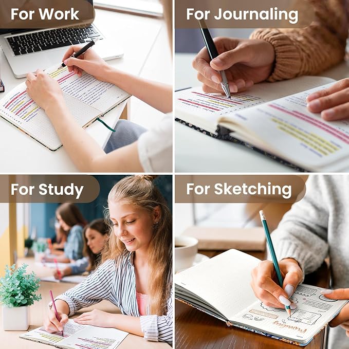 Dotted Journal Notebook for Women & Men, Hardcover Leather Journal for Writing, A5 Dotted Journaling Notebook for Work & Sketching, Perfect for Office School Home Supplies, 160 Pages, Magical Forest