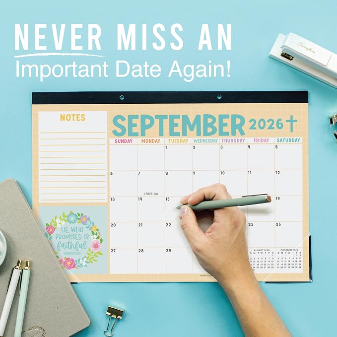 Hadley Designs Large Teacher Desk Calendar 2026-2027 - Desktop Calendar 2026, 18-Month Academic Desk Calendars for School, Home & Office, Cute Classroom Must Haves, Back to School Teacher Gifts