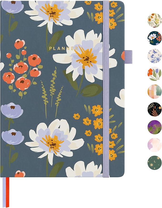 And Per Se Undated Academic Planner, Weekly & Monthly Planner with Goal & Habit Tracker, A5 Hardcover, Garden Flowers