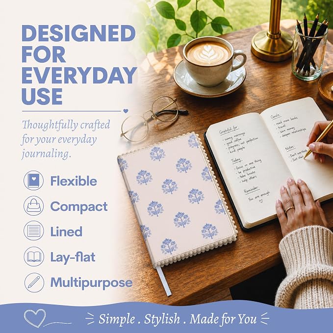 WORLD TRAVELER Eccolo A5 Hardbound Journal Notebook 256 Ivory Lined Pages | Sturdy Flexible Hardcover, 80GSM Acid-Free Ivory Pages, Smyth-Sewn Lay-Flat Binding, Ribbon Bookmark