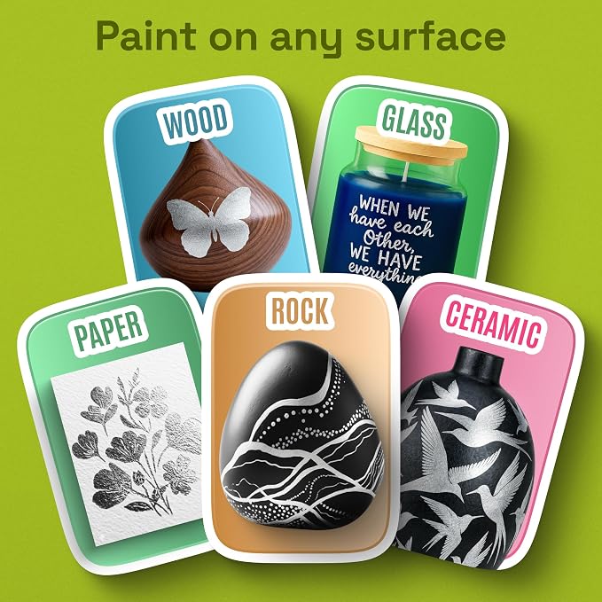 ARTISTRO 24 Silver Dual-Tip Acrylic Paint Markers – Paint Pens Set with Dot & Fine Tips for Fabric, Rock, Glass, Wood, Coloring Books – Arts & Crafts Gift – Classroom Must Haves & School Supplies